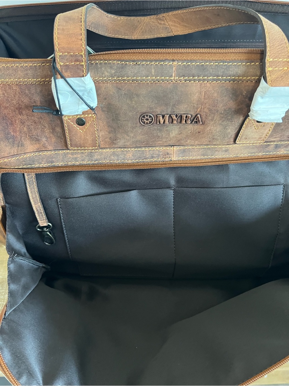 Myra Bag Cowhide Leather Duffle Bag Western Weekender Travel Carry On NWT - Picture 10 of 15